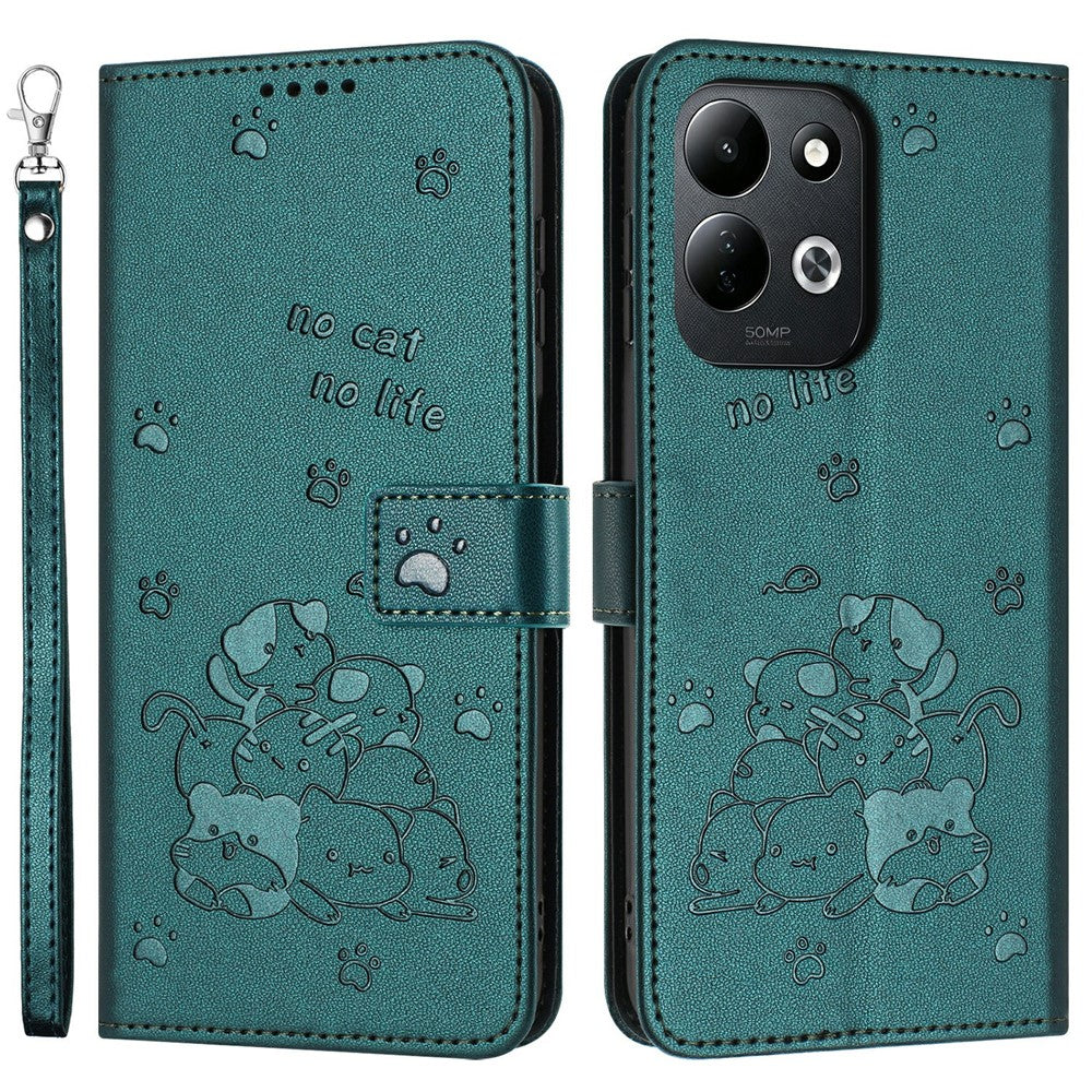 For Xiaomi Redmi 17 4G  /  Redmi 17 5G Wallet Case Cats Imprint Leather Phone Cover with Strap