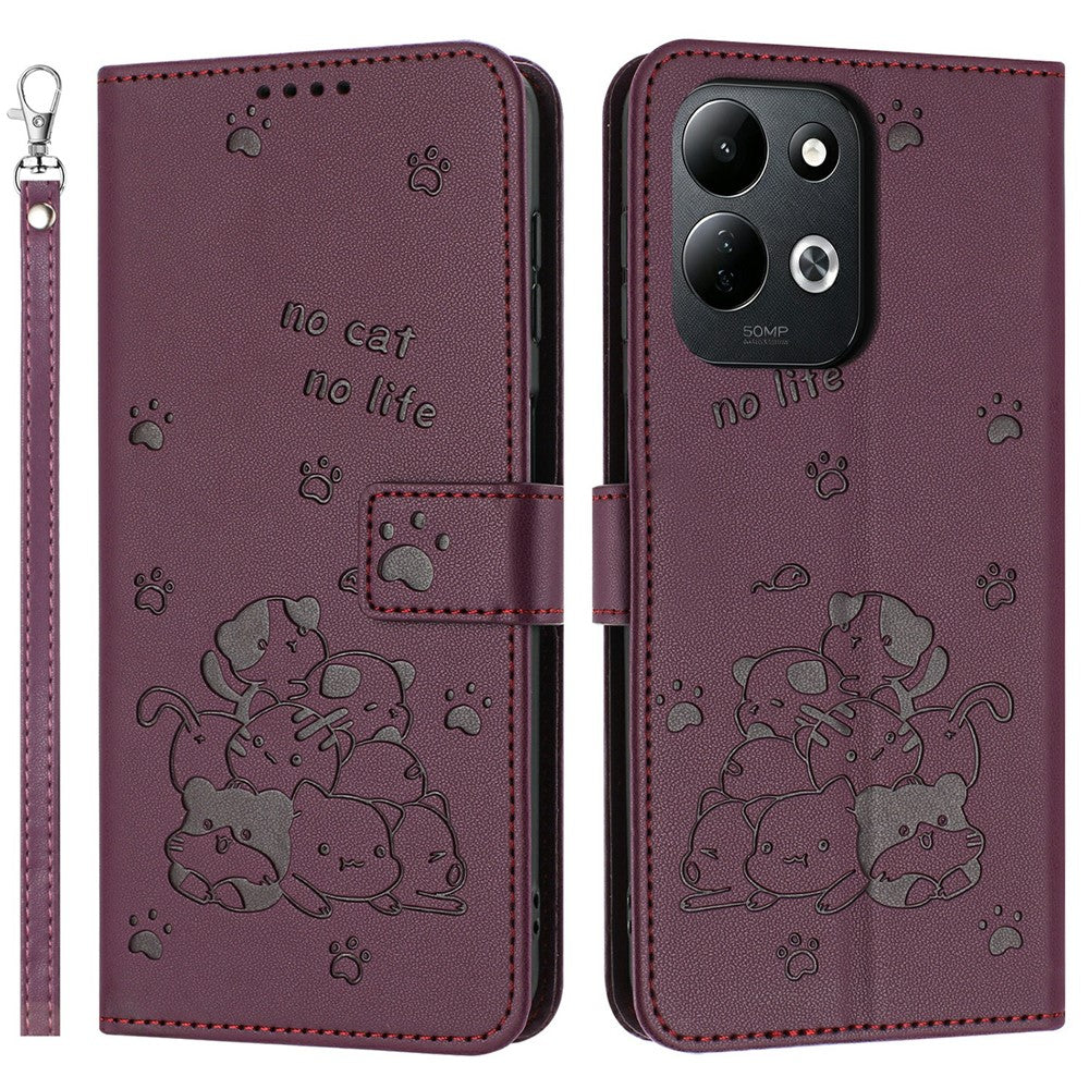 For Xiaomi Redmi 17 4G  /  Redmi 17 5G Wallet Case Cats Imprint Leather Phone Cover with Strap