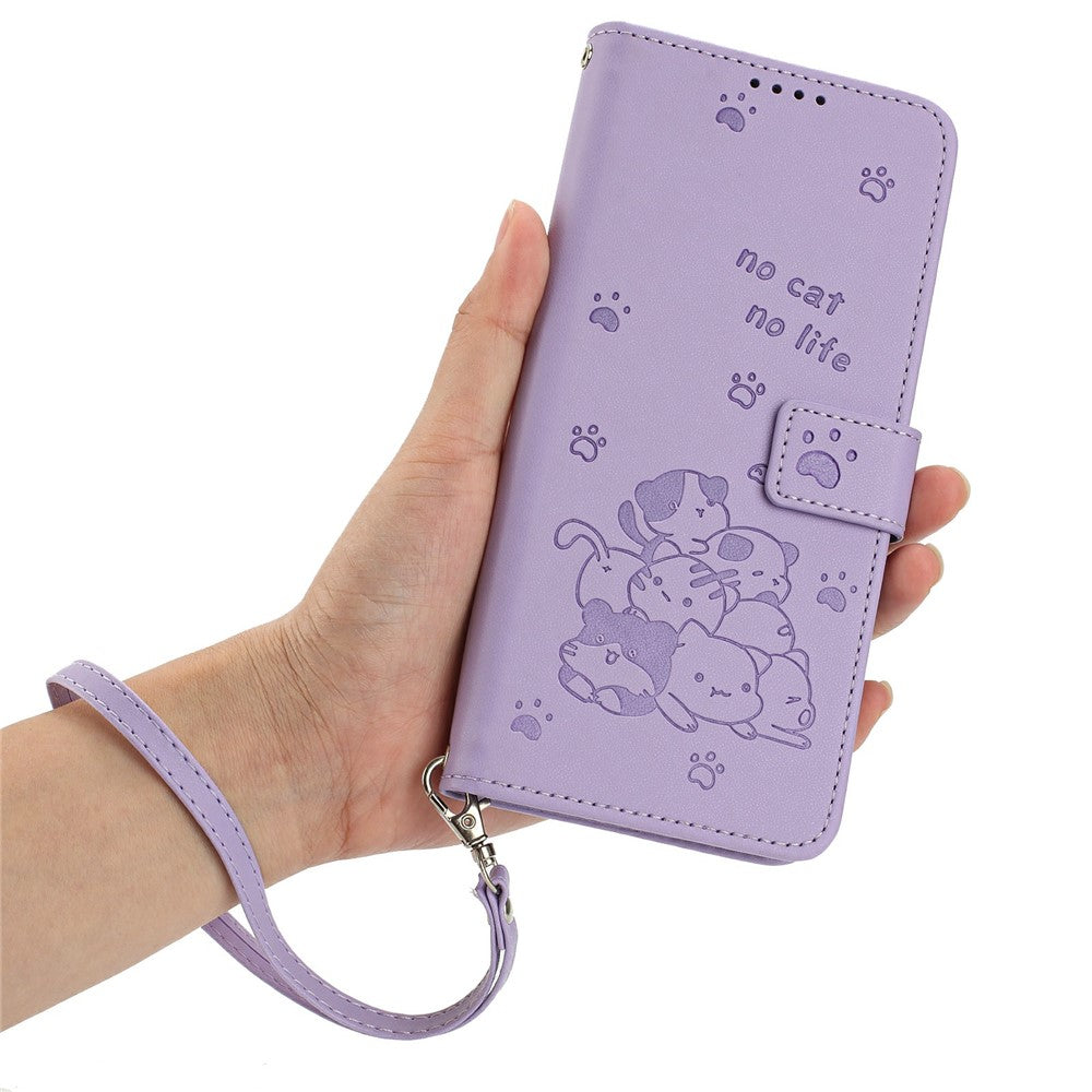 For Xiaomi Redmi Note 17 Pro 5G Wallet Case Cats Imprint Leather Phone Cover with Strap