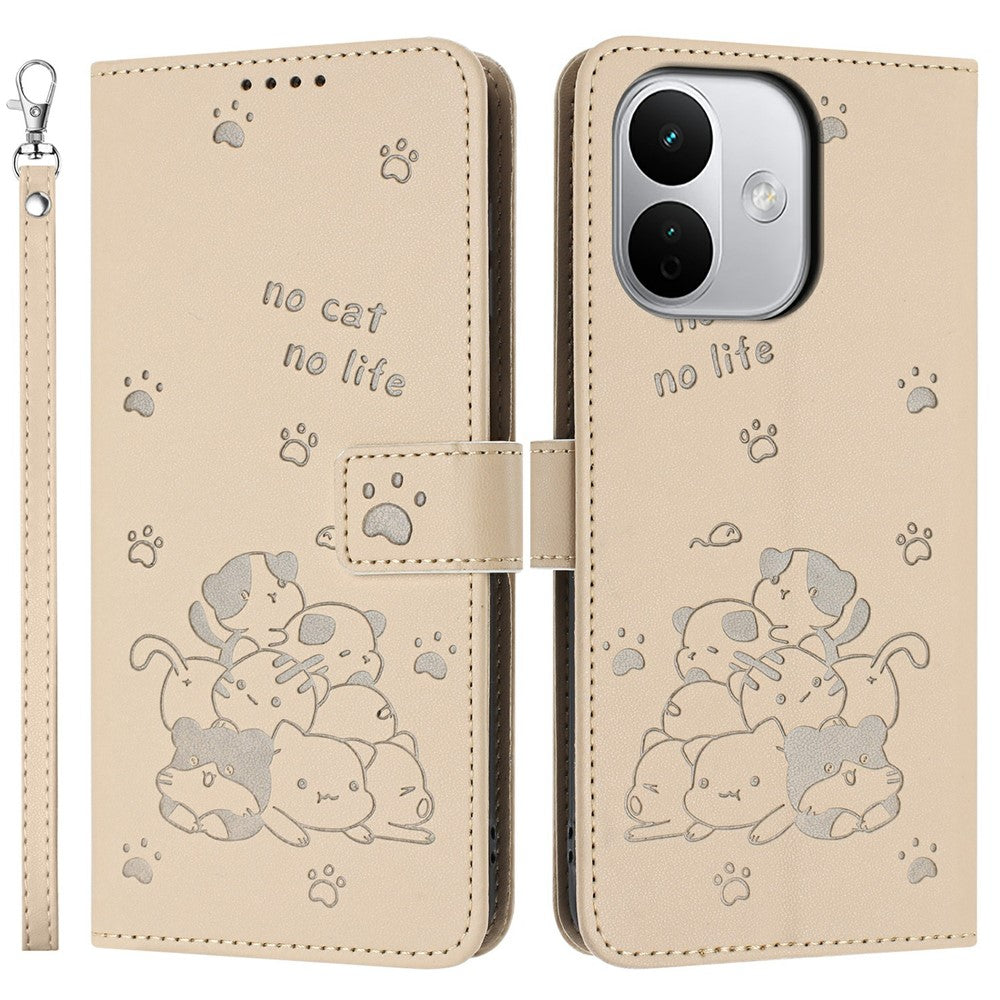 For Xiaomi Redmi Note 17 Pro 5G Wallet Case Cats Imprint Leather Phone Cover with Strap