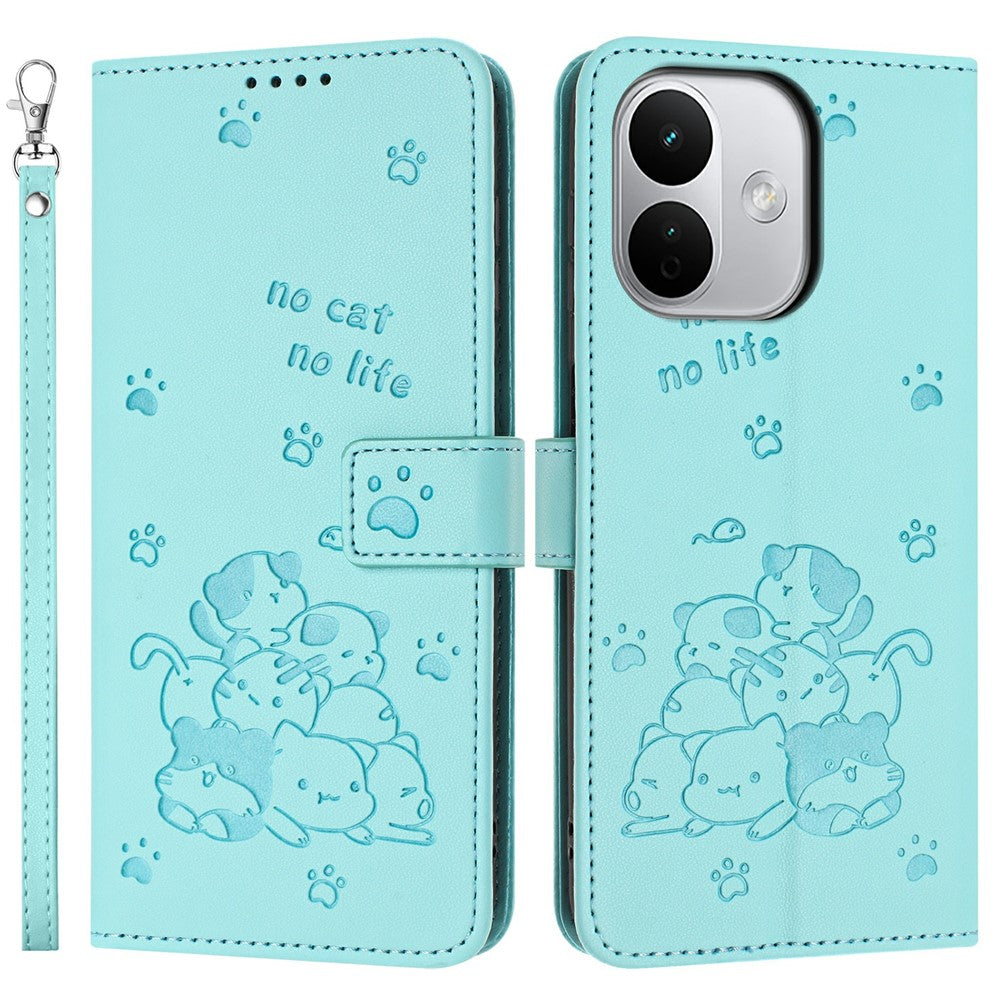 For Xiaomi Redmi Note 17 Pro 5G Wallet Case Cats Imprint Leather Phone Cover with Strap