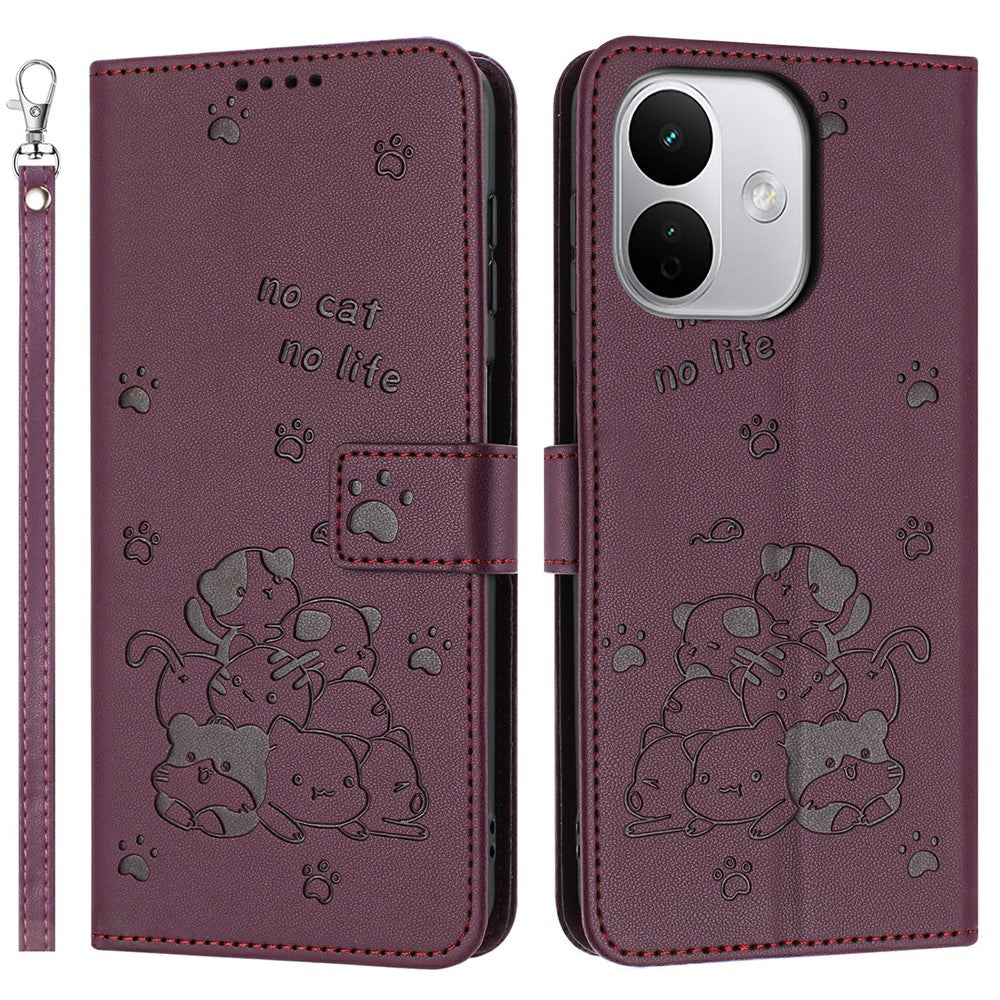 For Xiaomi Redmi Note 17 Pro 5G Wallet Case Cats Imprint Leather Phone Cover with Strap