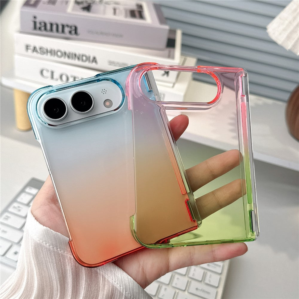 Til iPhone Fold Case Gradient Gennemsigtig Hård PC Stødsikker Telefoncover