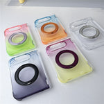 For iPhone Fold Case Rotating Kickstand Gradient Clear PC Shockproof Folding Phone Cover