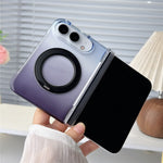 For iPhone Fold Case Rotating Kickstand Gradient Clear PC Shockproof Folding Phone Cover