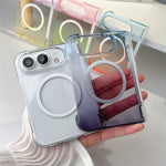 For iPhone Fold Magnetic Case Gradient Transparent Hard PC Protective Phone Cover