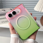 For iPhone Fold Magnetic Case Gradient Transparent Hard PC Protective Phone Cover