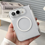 For iPhone Fold Magnetic Case Gradient Transparent Hard PC Protective Phone Cover