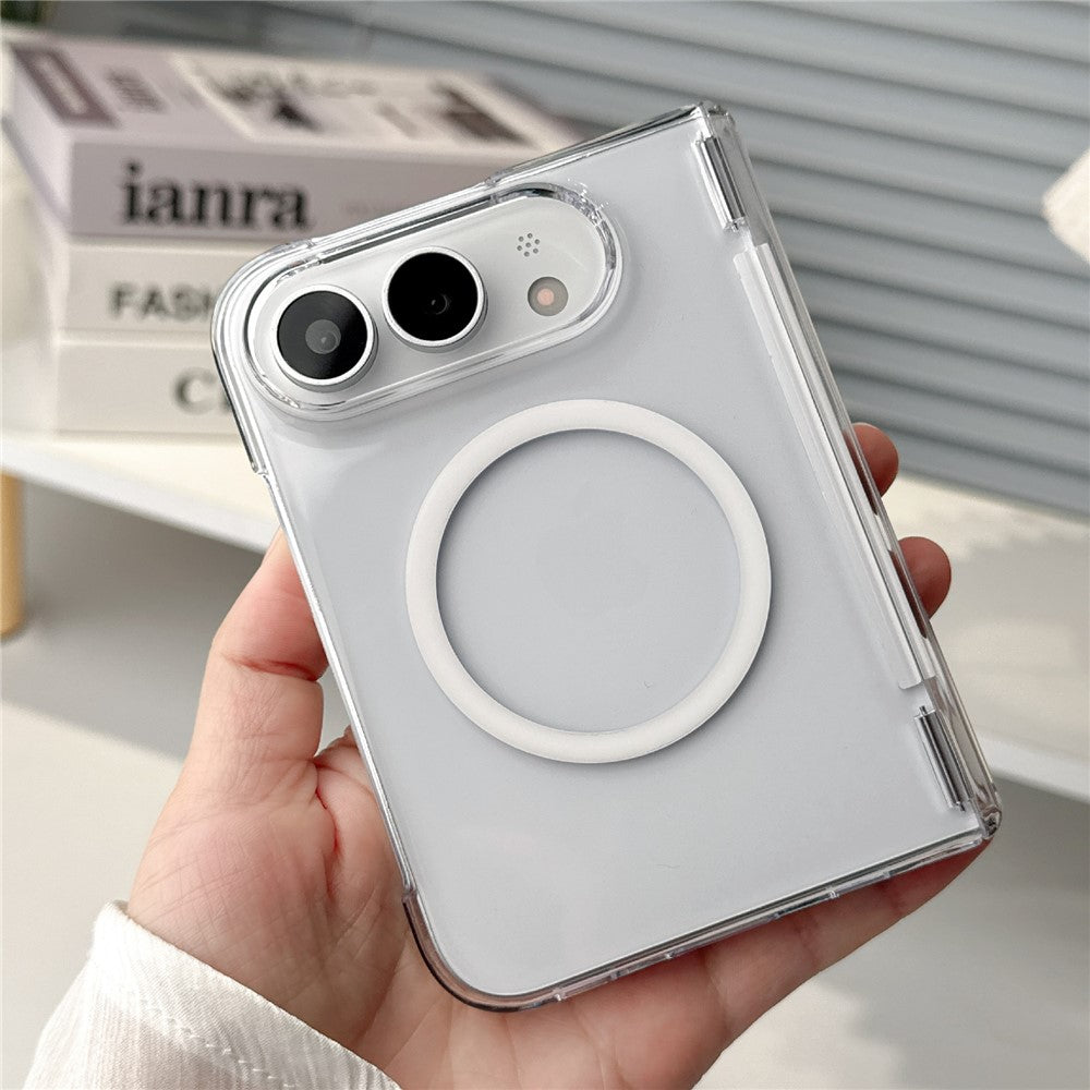 For iPhone Fold Magnetic Case Gradient Transparent Hard PC Protective Phone Cover