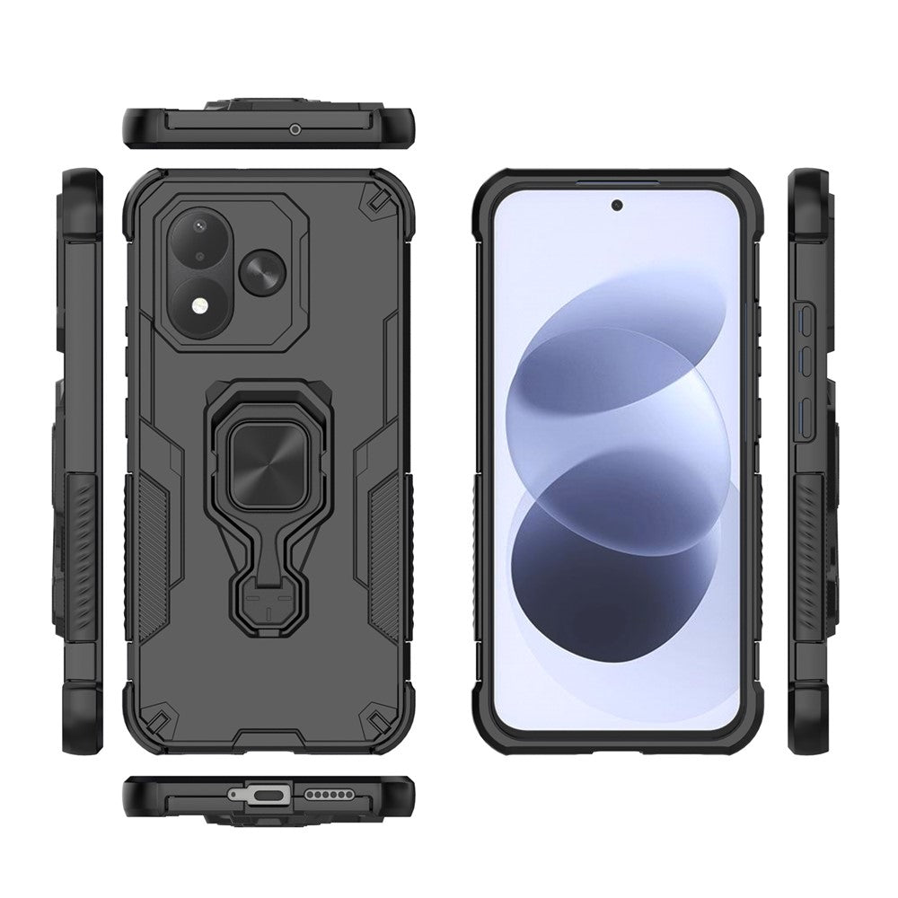 For Xiaomi Redmi Note 17 4G (Global) / Note 17 5G (Global) / Note 17 (India / China) 5G Case Rotatable Ring Kickstand PC + TPU Shockproof Phone Cover