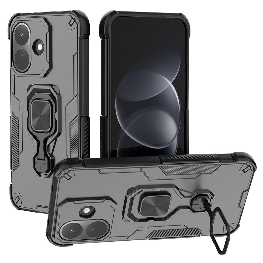 For Xiaomi Redmi Note 17 Pro 5G Case Rotatable Ring Kickstand PC + TPU Shockproof Phone Cover