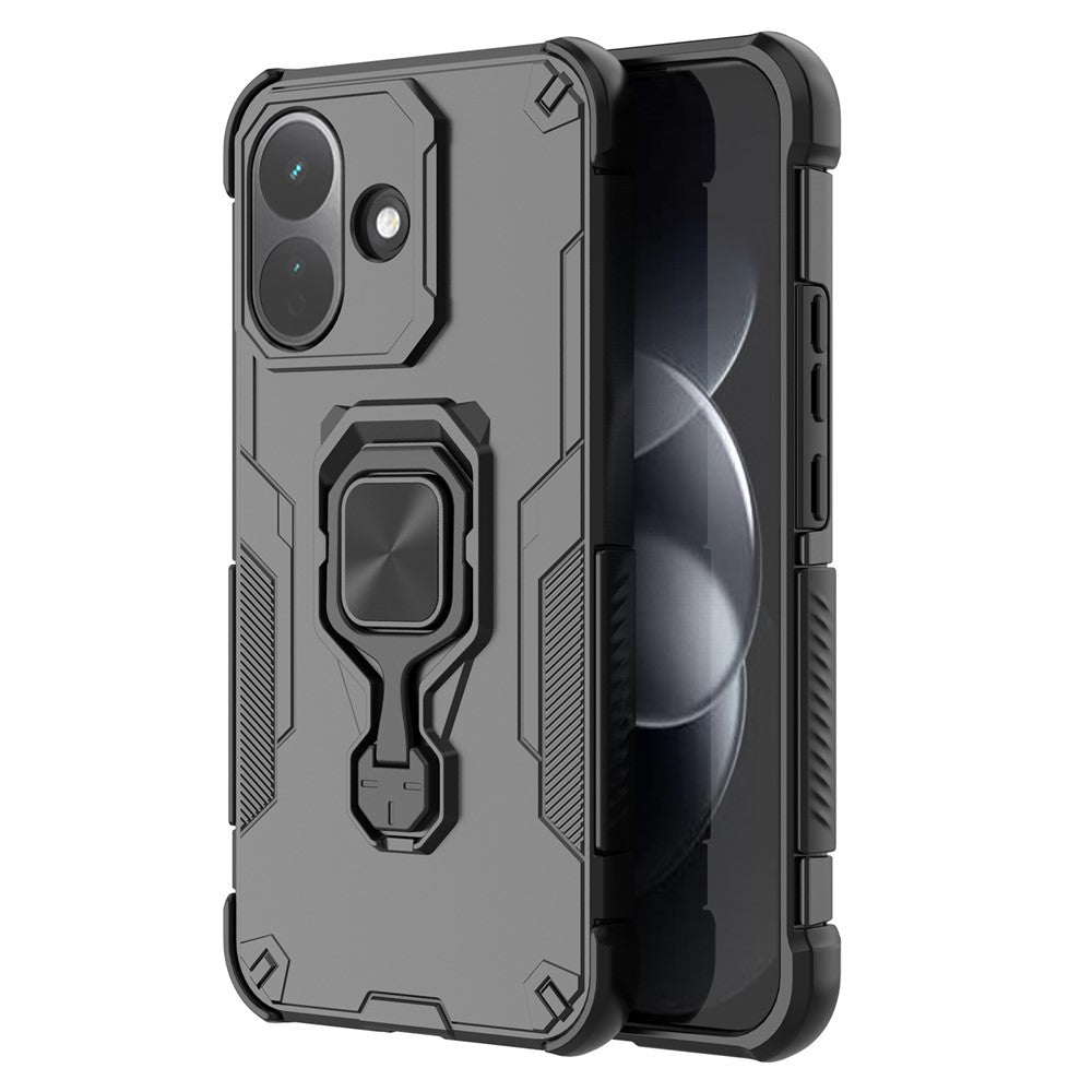 For Xiaomi Redmi Note 17 Pro 5G Case Rotatable Ring Kickstand PC + TPU Shockproof Phone Cover