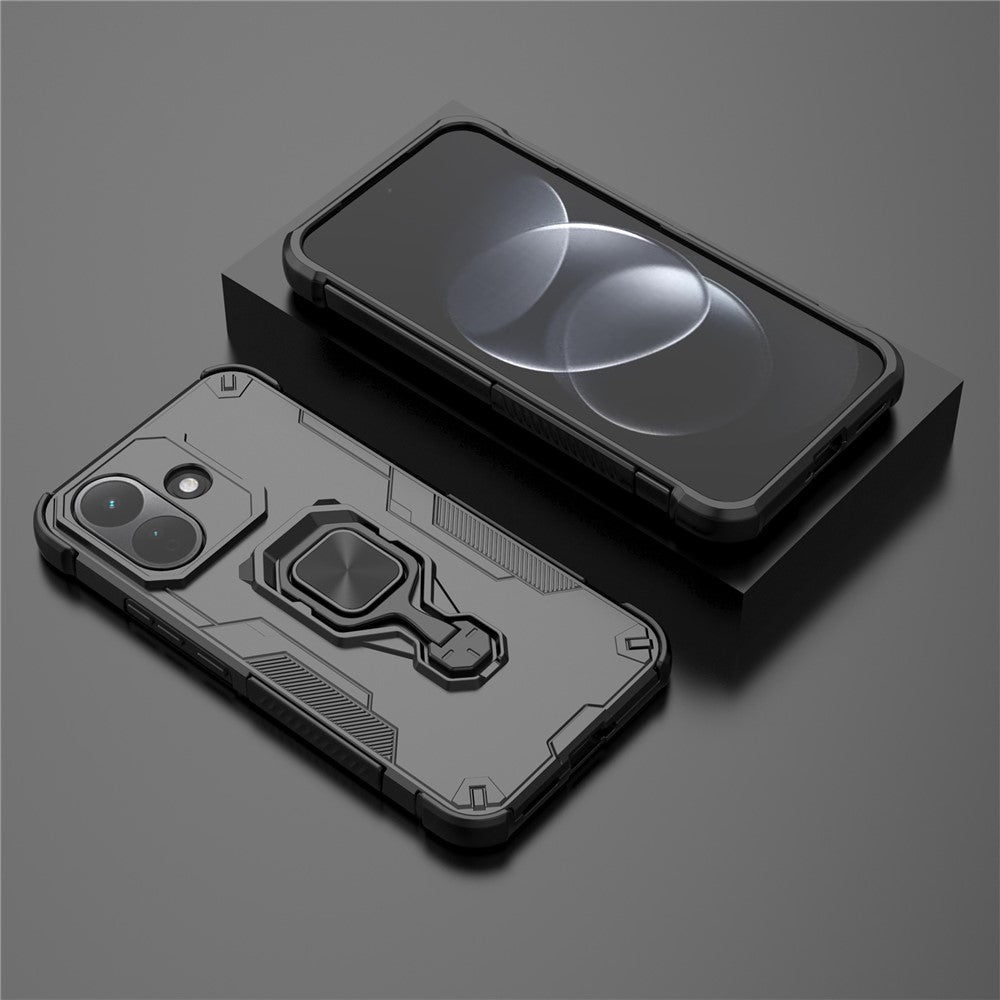 For Xiaomi Redmi Note 17 Pro 5G Case Rotatable Ring Kickstand PC + TPU Shockproof Phone Cover