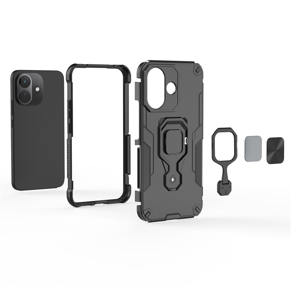 For Xiaomi Redmi Note 17 Pro 5G Case Rotatable Ring Kickstand PC + TPU Shockproof Phone Cover