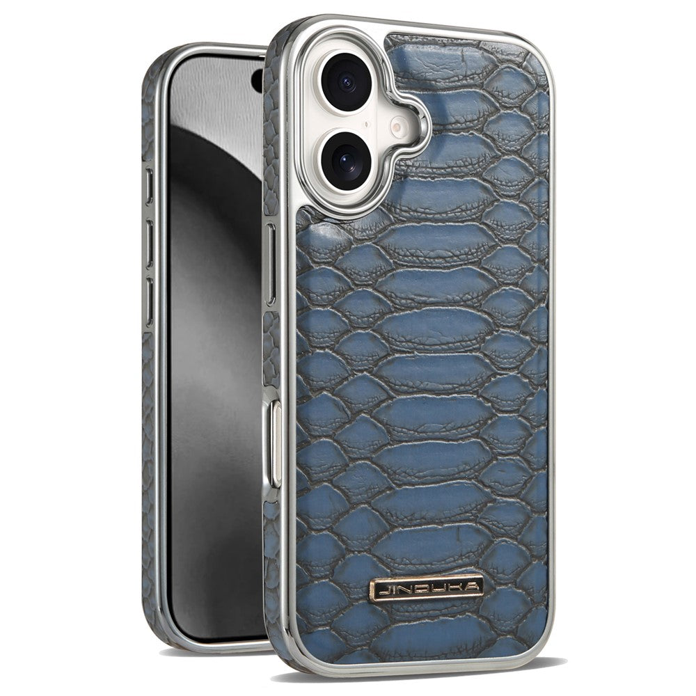 JINDUKA D51 For iPhone 16 Case Snakeskin Texture PU Leather + PC + TPU Phone Cover
