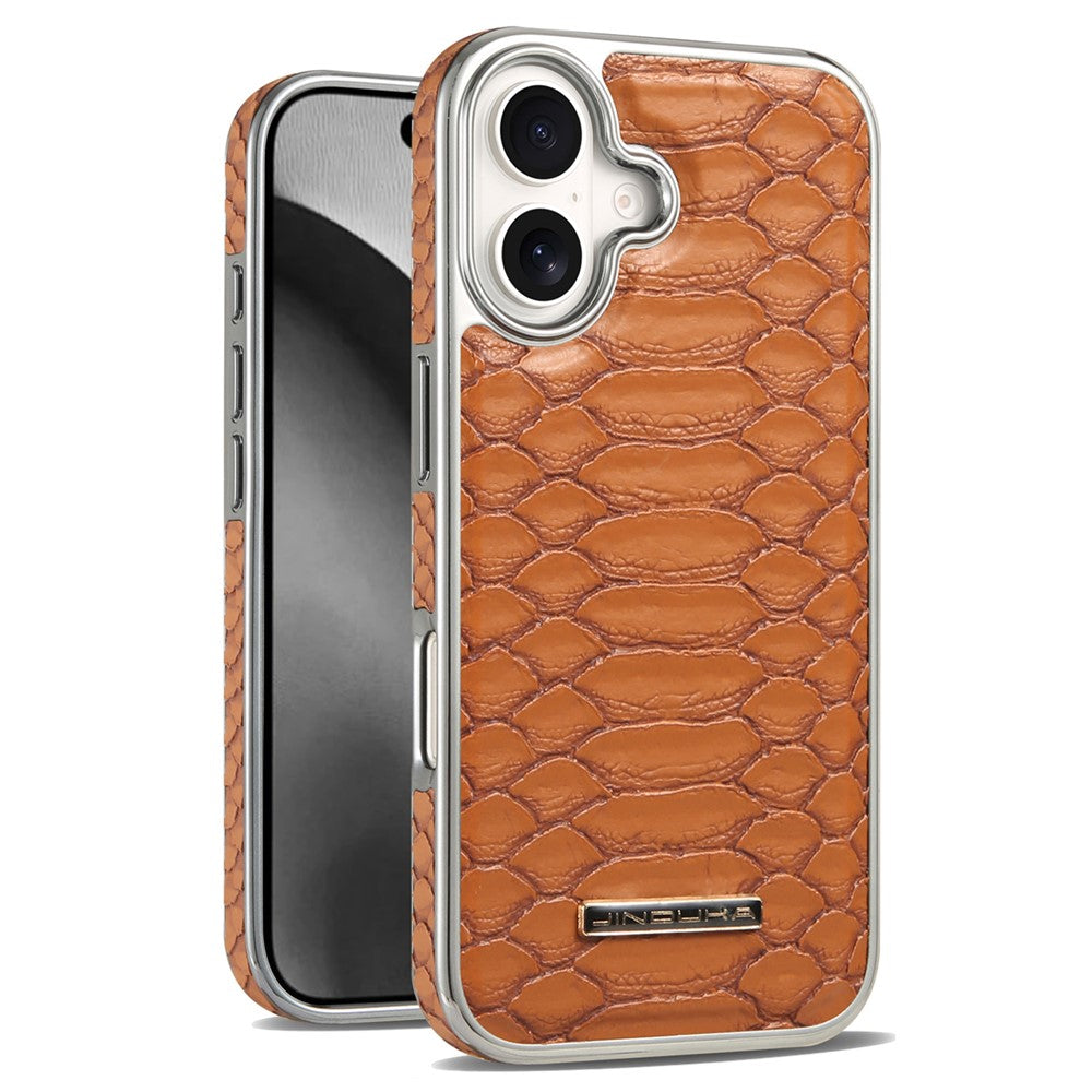 JINDUKA D51 For iPhone 16 Case Snakeskin Texture PU Leather + PC + TPU Phone Cover