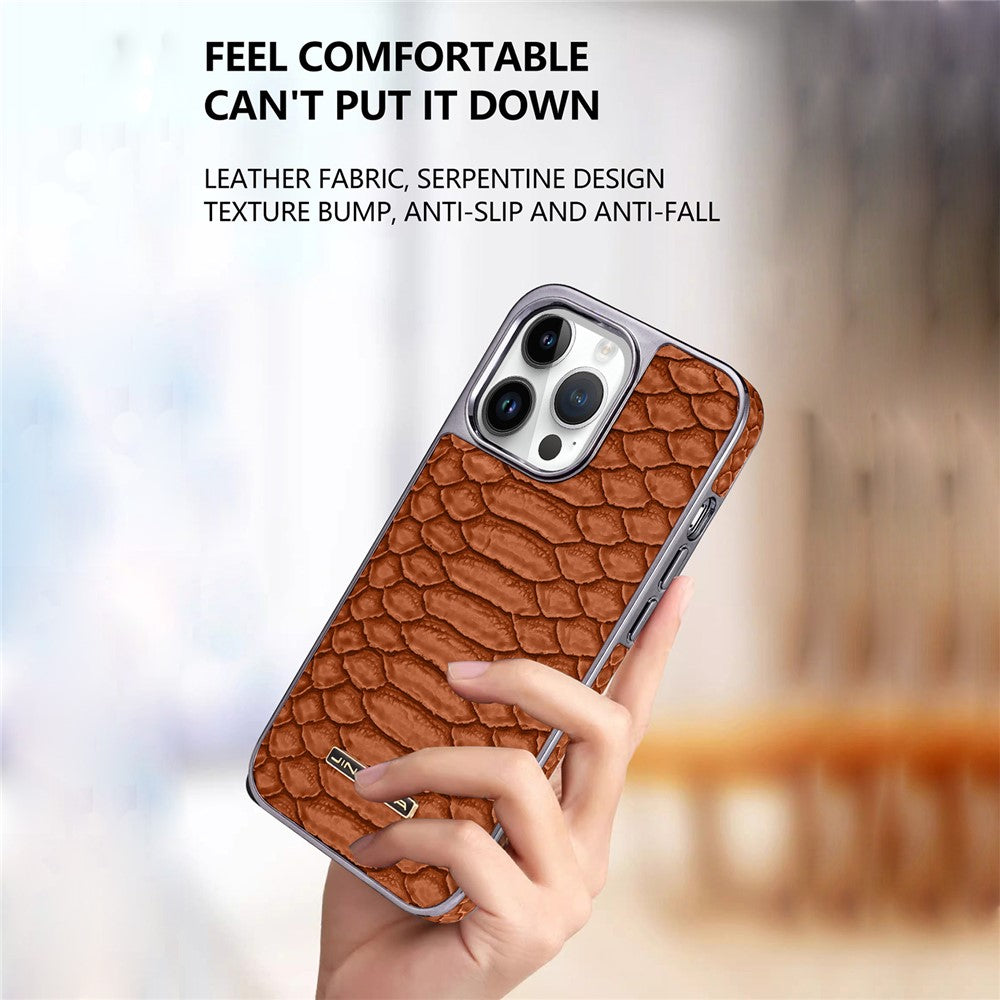 JINDUKA D51 For iPhone 15 Pro Max Case Snakeskin Texture PU Leather + PC + TPU Phone Cover