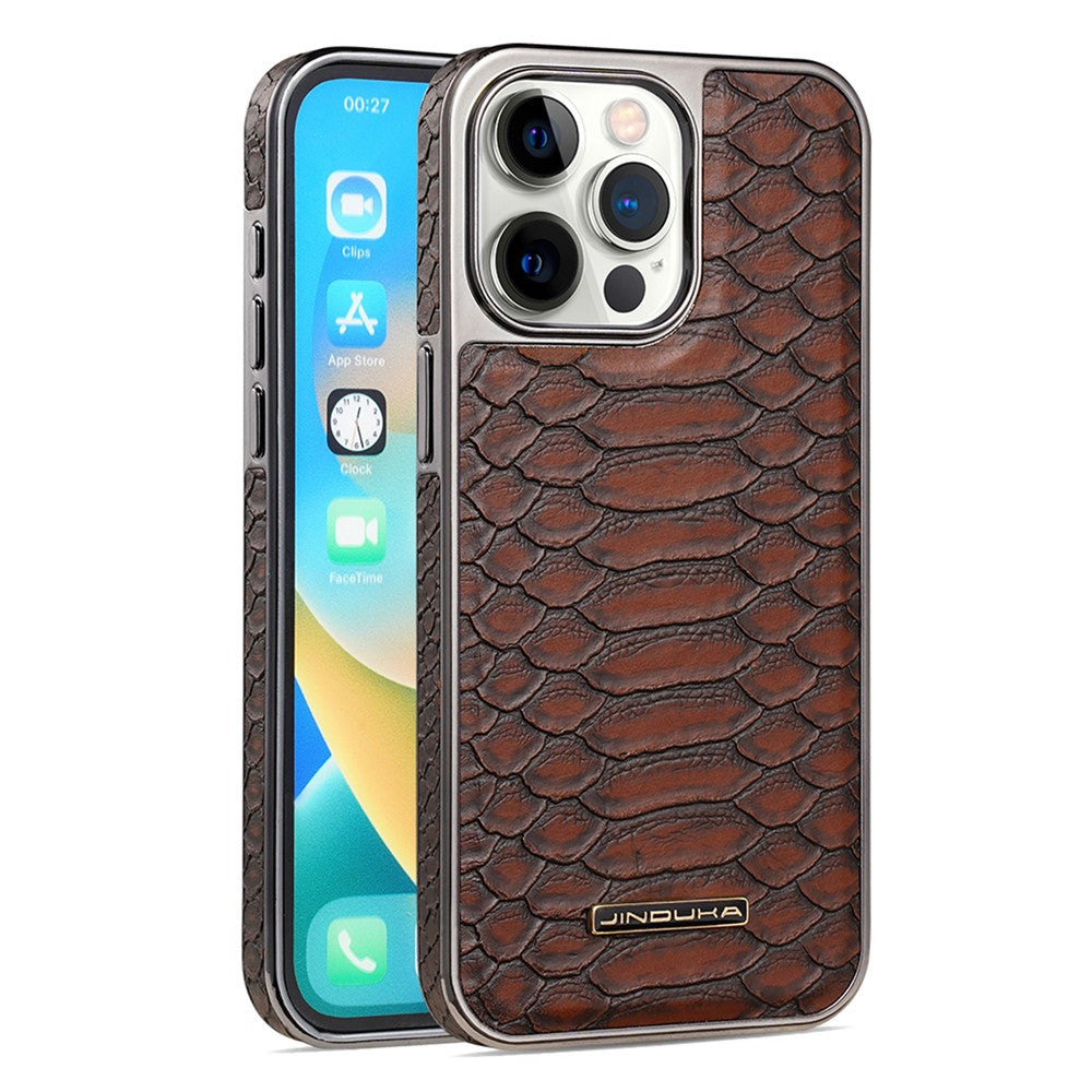 JINDUKA D51 For iPhone 15 Pro Max Case Snakeskin Texture PU Leather + PC + TPU Phone Cover