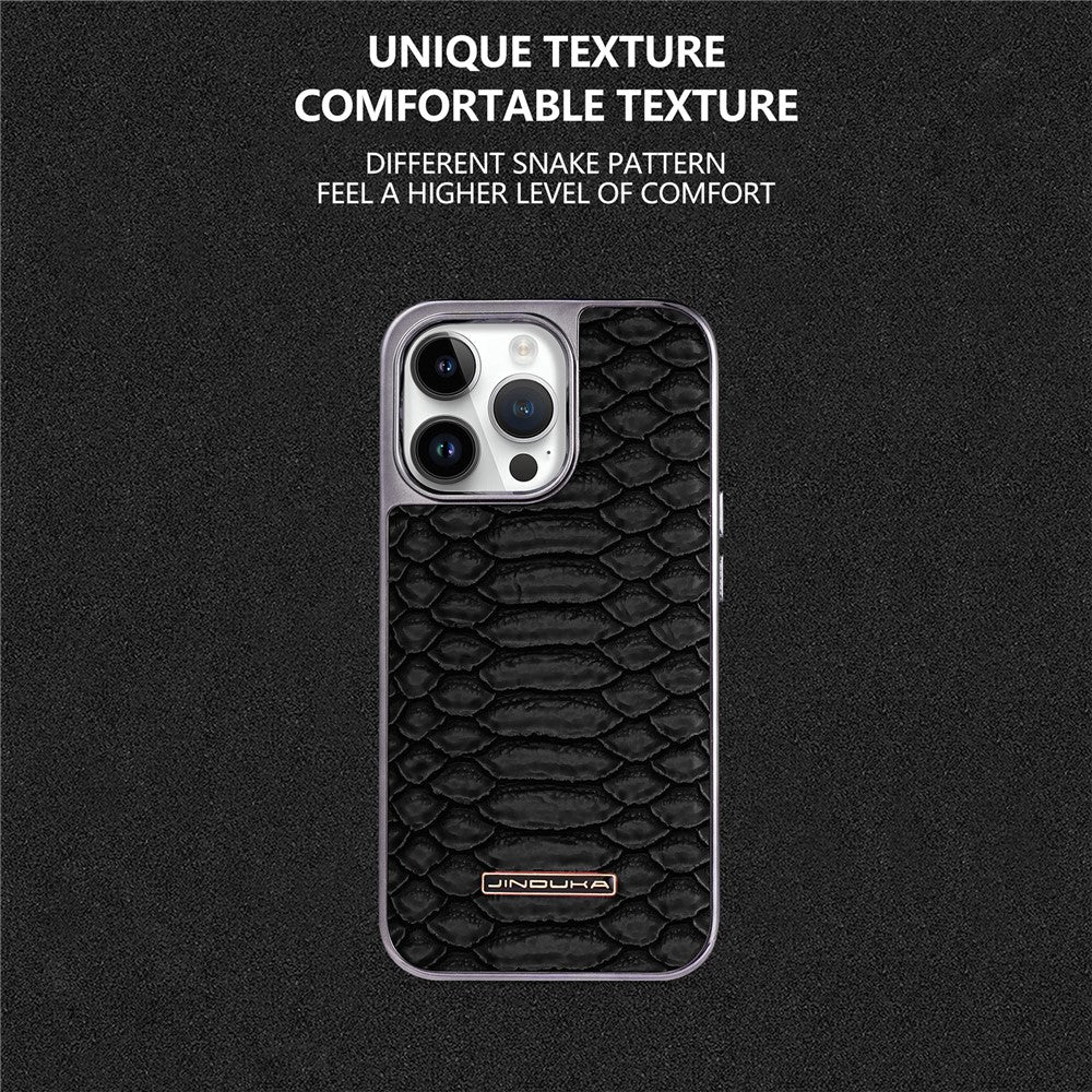 JINDUKA D51 til iPhone 14 Pro Max etui med slangemønster i PU-læder + PC + TPU-telefoncover