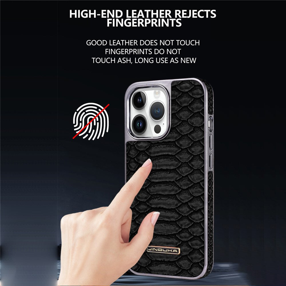 JINDUKA D51 For iPhone 13 Pro Max Case Snakeskin Texture PU Leather + PC + TPU Phone Cover