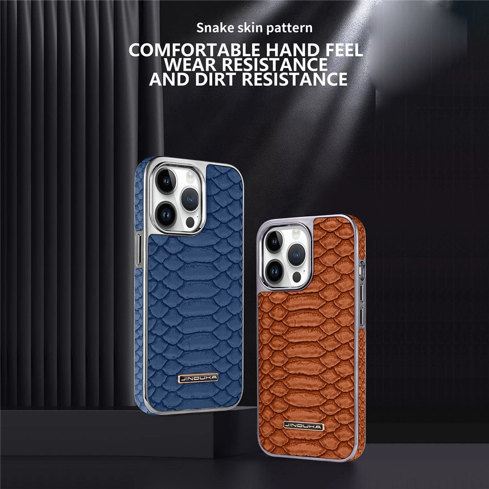 JINDUKA D51 For iPhone 13 Pro Max Case Snakeskin Texture PU Leather + PC + TPU Phone Cover