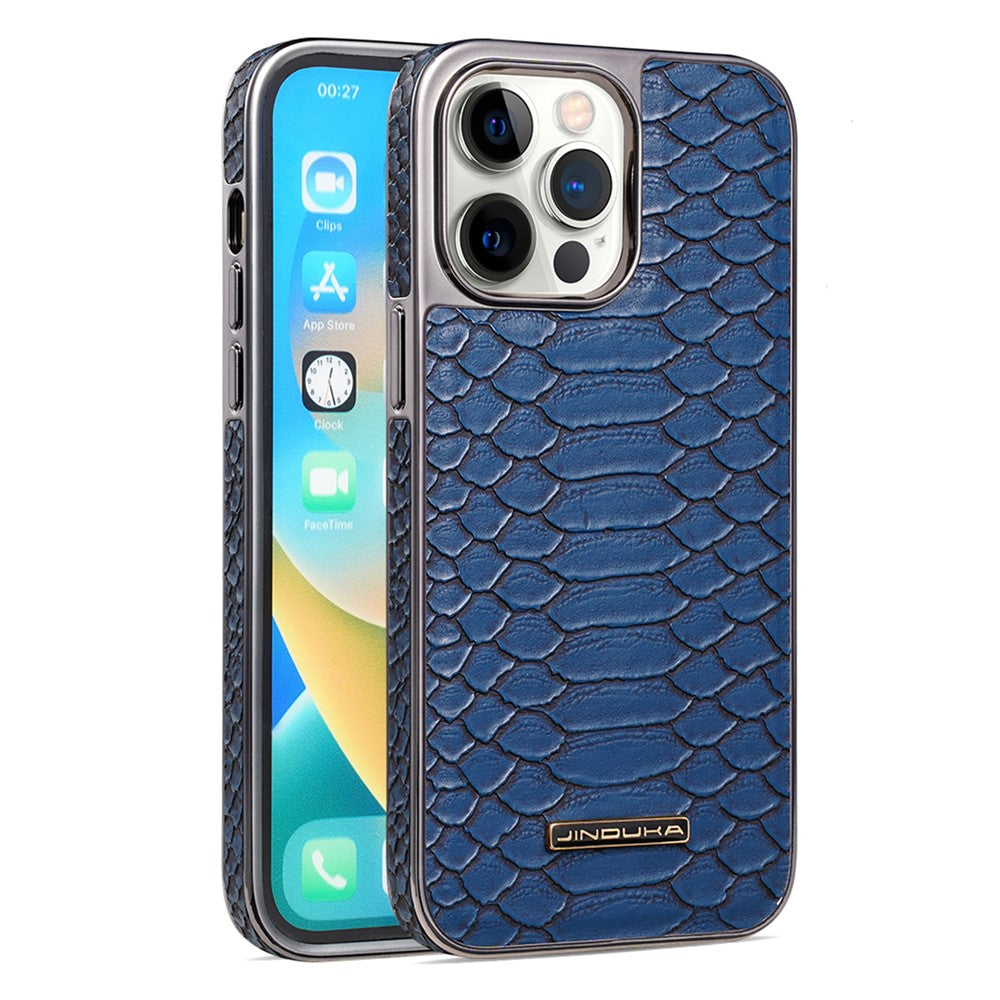 JINDUKA D51 For iPhone 13 Pro Max Case Snakeskin Texture PU Leather + PC + TPU Phone Cover