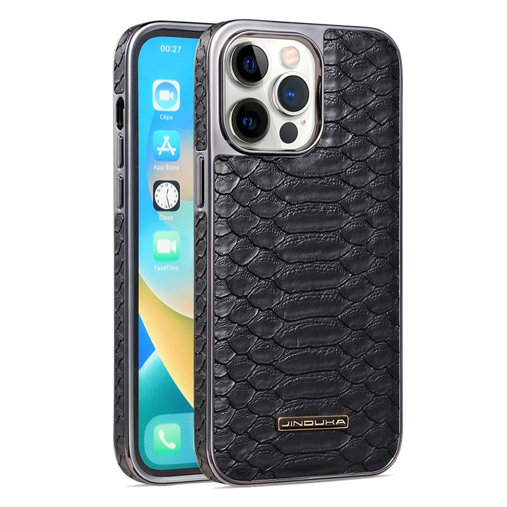 JINDUKA D51 For iPhone 13 Pro Case Snakeskin Texture PU Leather + PC + TPU Phone Cover