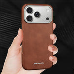JINDUKA J4 Til iPhone 18 Pro Max / 17 Pro Max Magnetisk Cover Metal Linseramme Læderbelagt TPU + PC Telefoncover