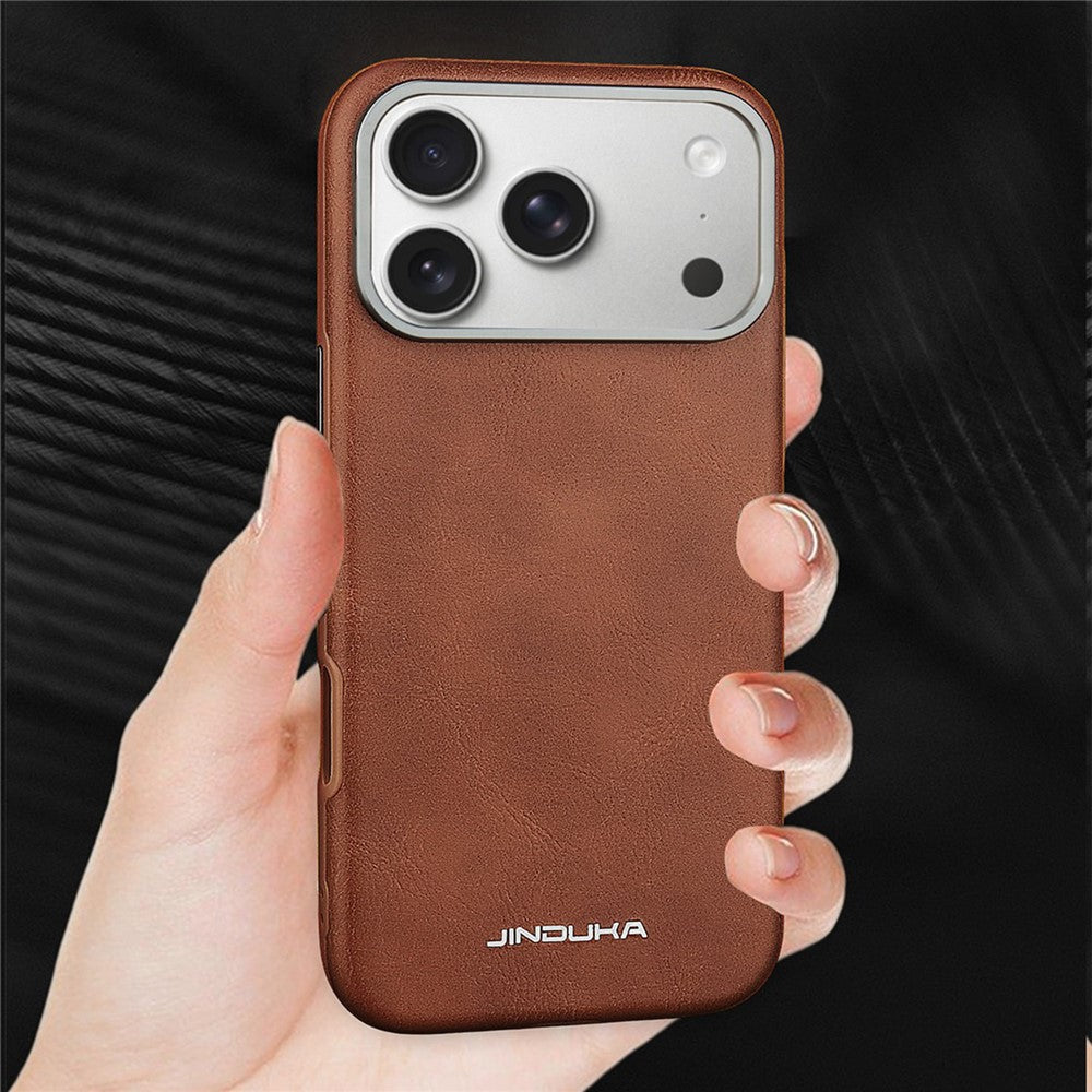 JINDUKA J4 Til iPhone 18 Pro Max / 17 Pro Max Magnetisk Cover Metal Linseramme Læderbelagt TPU + PC Telefoncover