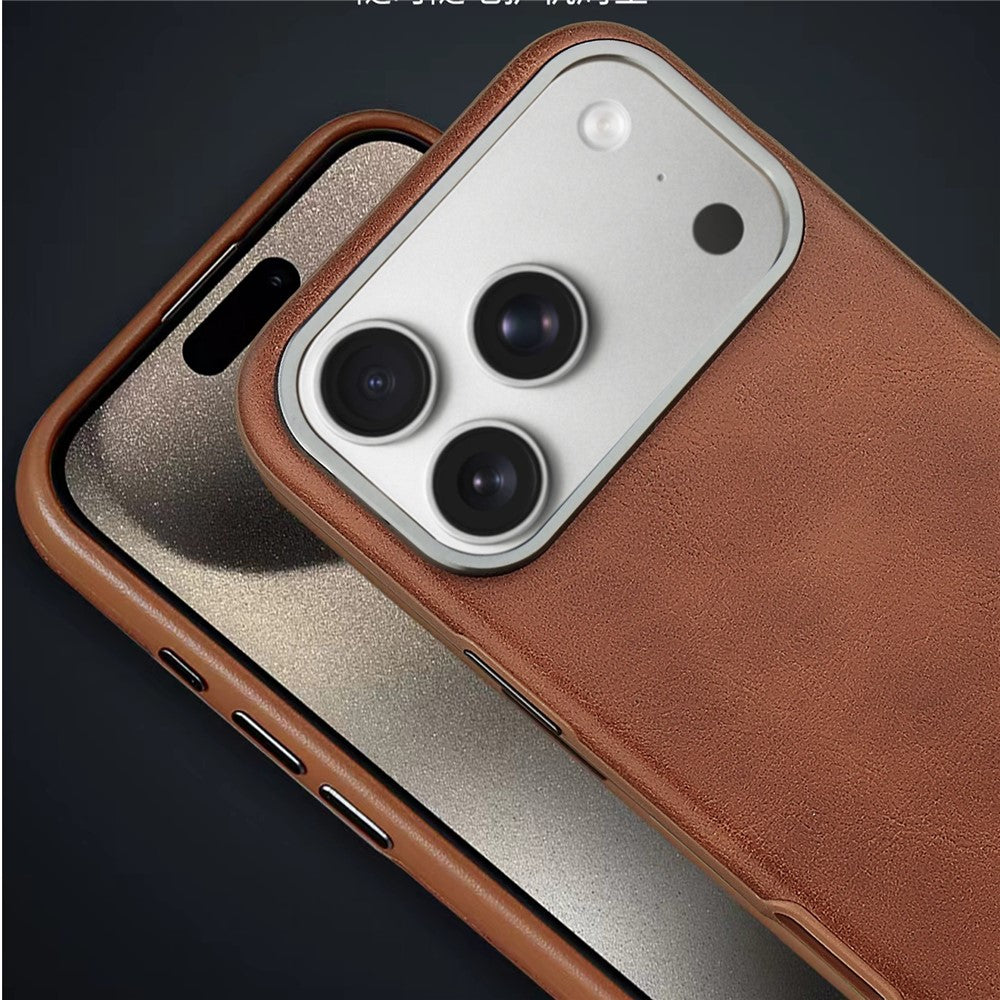 JINDUKA J4 Til iPhone 18 Pro Max / 17 Pro Max Magnetisk Cover Metal Linseramme Læderbelagt TPU + PC Telefoncover