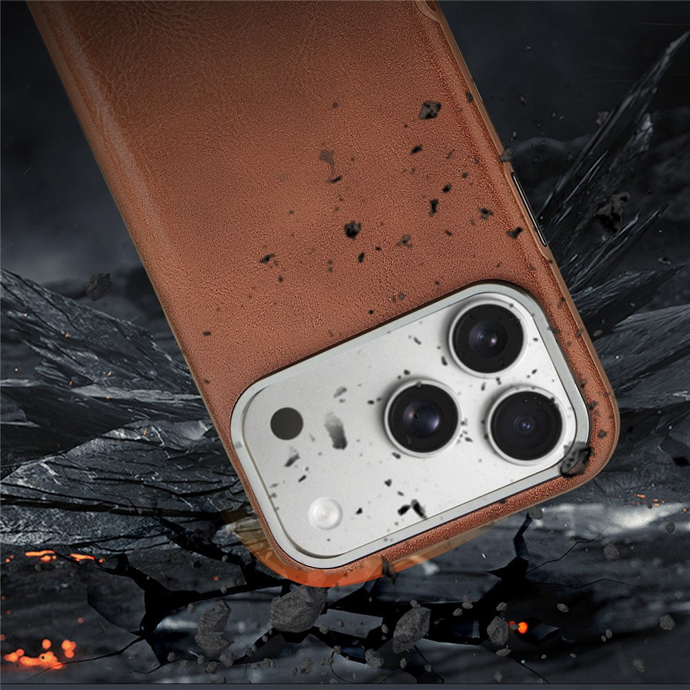 JINDUKA J4 Til iPhone 18 Pro Max / 17 Pro Max Magnetisk Cover Metal Linseramme Læderbelagt TPU + PC Telefoncover
