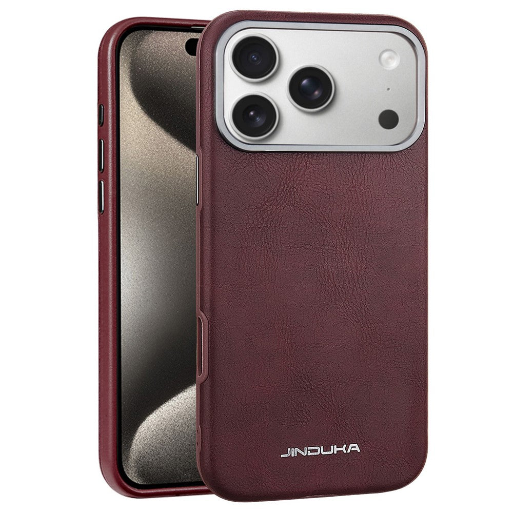 JINDUKA J4 Til iPhone 18 Pro Max / 17 Pro Max Magnetisk Cover Metal Linseramme Læderbelagt TPU + PC Telefoncover