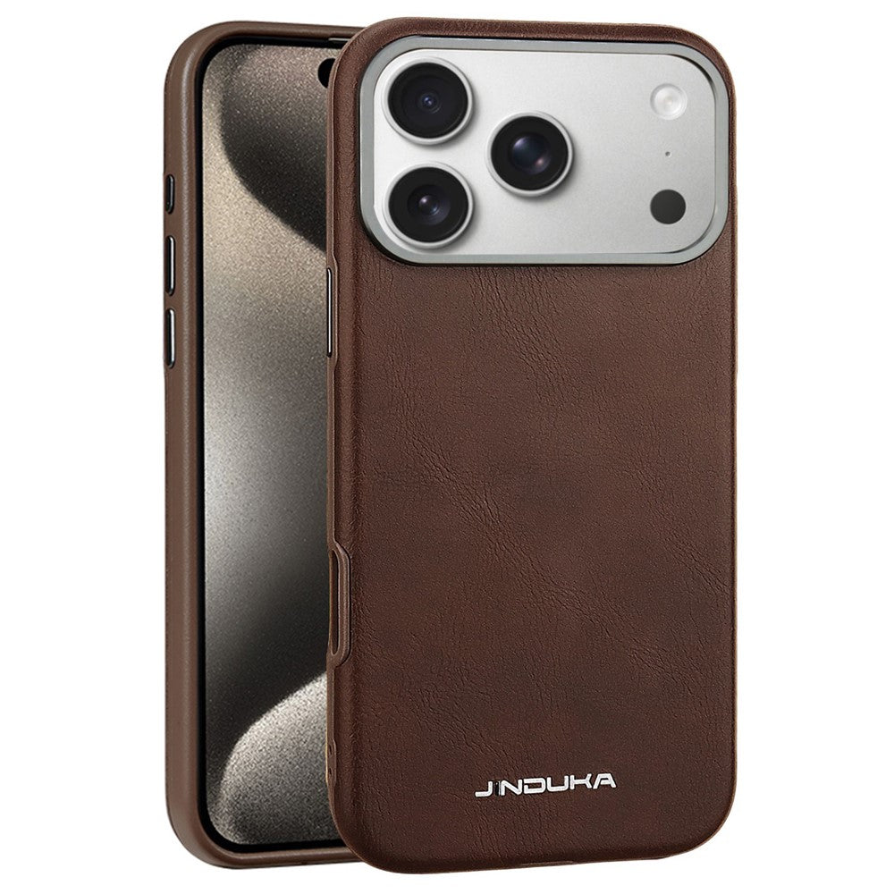 JINDUKA J4 Til iPhone 18 Pro Max / 17 Pro Max Magnetisk Cover Metal Linseramme Læderbelagt TPU + PC Telefoncover