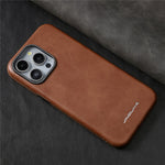 JINDUKA J4 Til iPhone 15 Pro Magnetisk Cover Metal Linseramme Læderbelagt TPU + PC Telefoncover