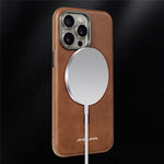 JINDUKA J4 Til iPhone 15 Pro Magnetisk Cover Metal Linseramme Læderbelagt TPU + PC Telefoncover