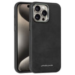JINDUKA J4 Til iPhone 15 Pro Magnetisk Cover Metal Linseramme Læderbelagt TPU + PC Telefoncover