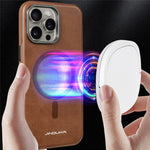 JINDUKA J4 Til iPhone 14 Pro Magnetisk Etui Metal Linseramme Læderbelagt TPU + PC Telefoncover
