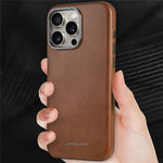 JINDUKA J4 For iPhone 13 Pro Magnetic Case Metal Lens Frame Leather Coated TPU + PC Phone Cover