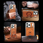 JINDUKA J9 til iPhone 18 Pro Max / 17 Pro Max Magnetisk Cover Roterende Støtteben Elektrobelagt Læderbelagt TPU + PC Cover