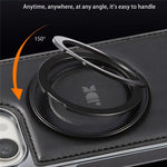 JINDUKA J9 til iPhone 15 Pro Max magnetisk cover med roterende støttefod, galvaniseret læderbelagt TPU + PC-cover