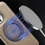 JINDUKA J9 til iPhone 15 Pro Max magnetisk cover med roterende støttefod, galvaniseret læderbelagt TPU + PC-cover