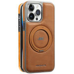JINDUKA J9 til iPhone 15 Pro Max magnetisk cover med roterende støttefod, galvaniseret læderbelagt TPU + PC-cover