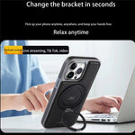 JINDUKA J9 For iPhone 13 Pro Max Magnetic Case Rotating Kickstand Electroplated Leather Coated TPU + PC Cover