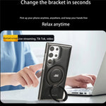 JINDUKA J9 For Samsung Galaxy S25 Ultra Magnetic Case Rotating Kickstand Electroplated Leather Coated TPU + PC Cover