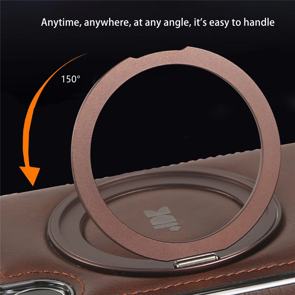 JINDUKA J9 For Samsung Galaxy S25 Ultra Magnetic Case Rotating Kickstand Electroplated Leather Coated TPU + PC Cover