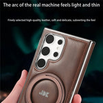 JINDUKA J9 For Samsung Galaxy S25 Ultra Magnetic Case Rotating Kickstand Electroplated Leather Coated TPU + PC Cover