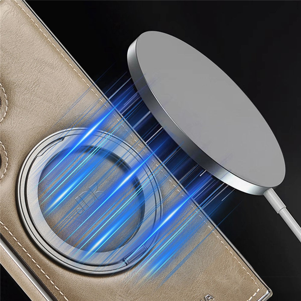 JINDUKA J9 For Samsung Galaxy S25 Ultra Magnetic Case Rotating Kickstand Electroplated Leather Coated TPU + PC Cover