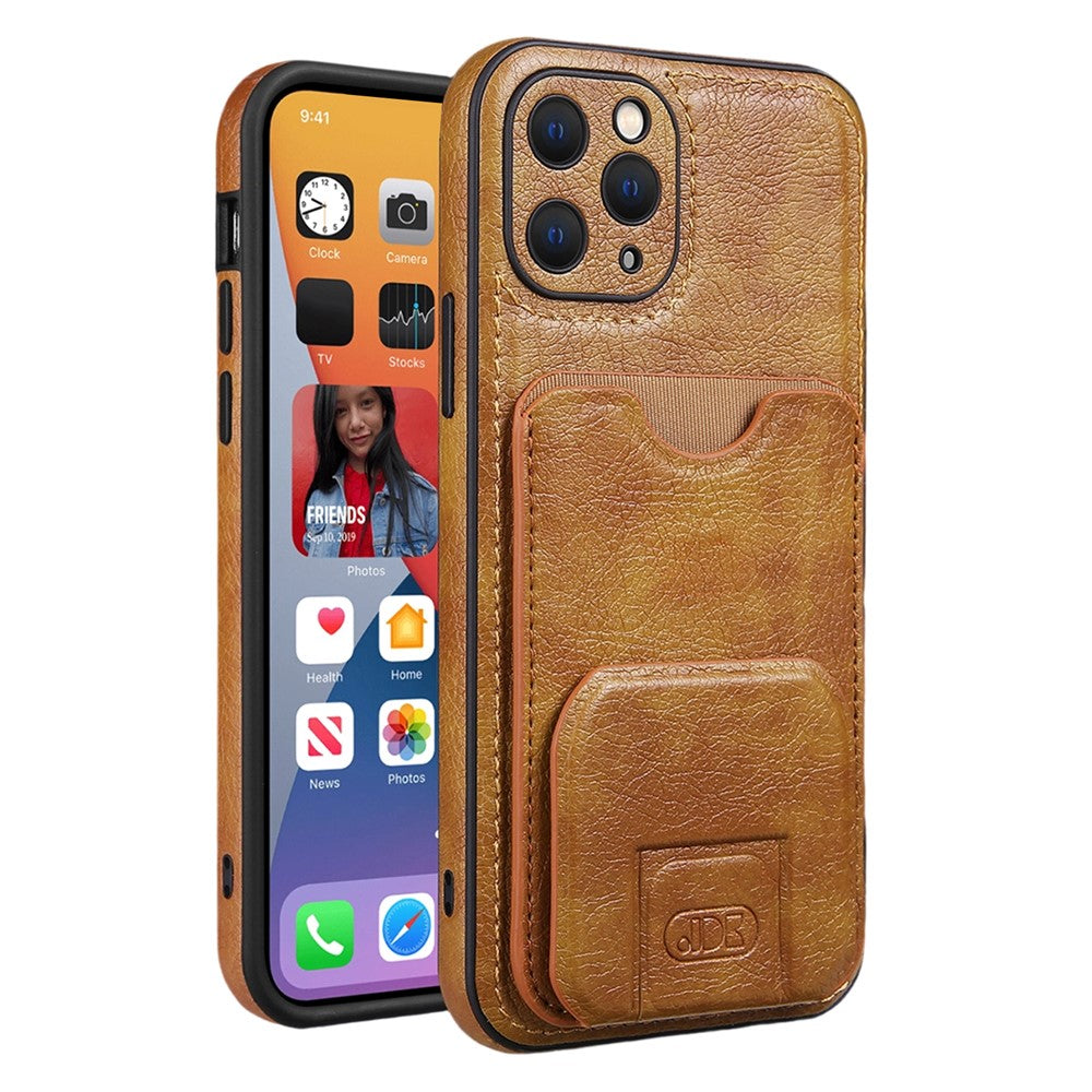 JINDUKA K12 til iPhone 15 Pro Cover, Kortlomme, Støttefod, PU-Læder Telefon Bagcover