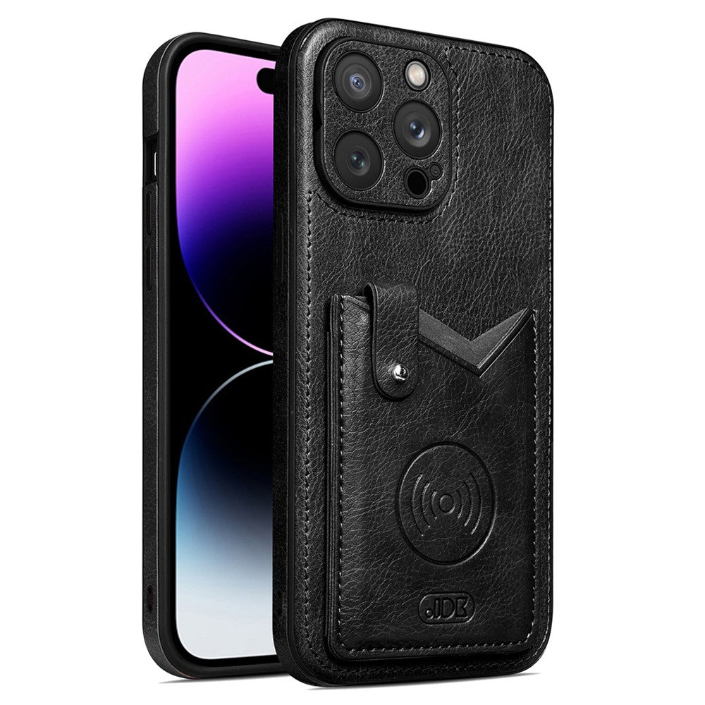 JINDUKA K15 for iPhone 15 Pro Max Case PU Leather Card Slot Kickstand Anti Drop Phone Cover
