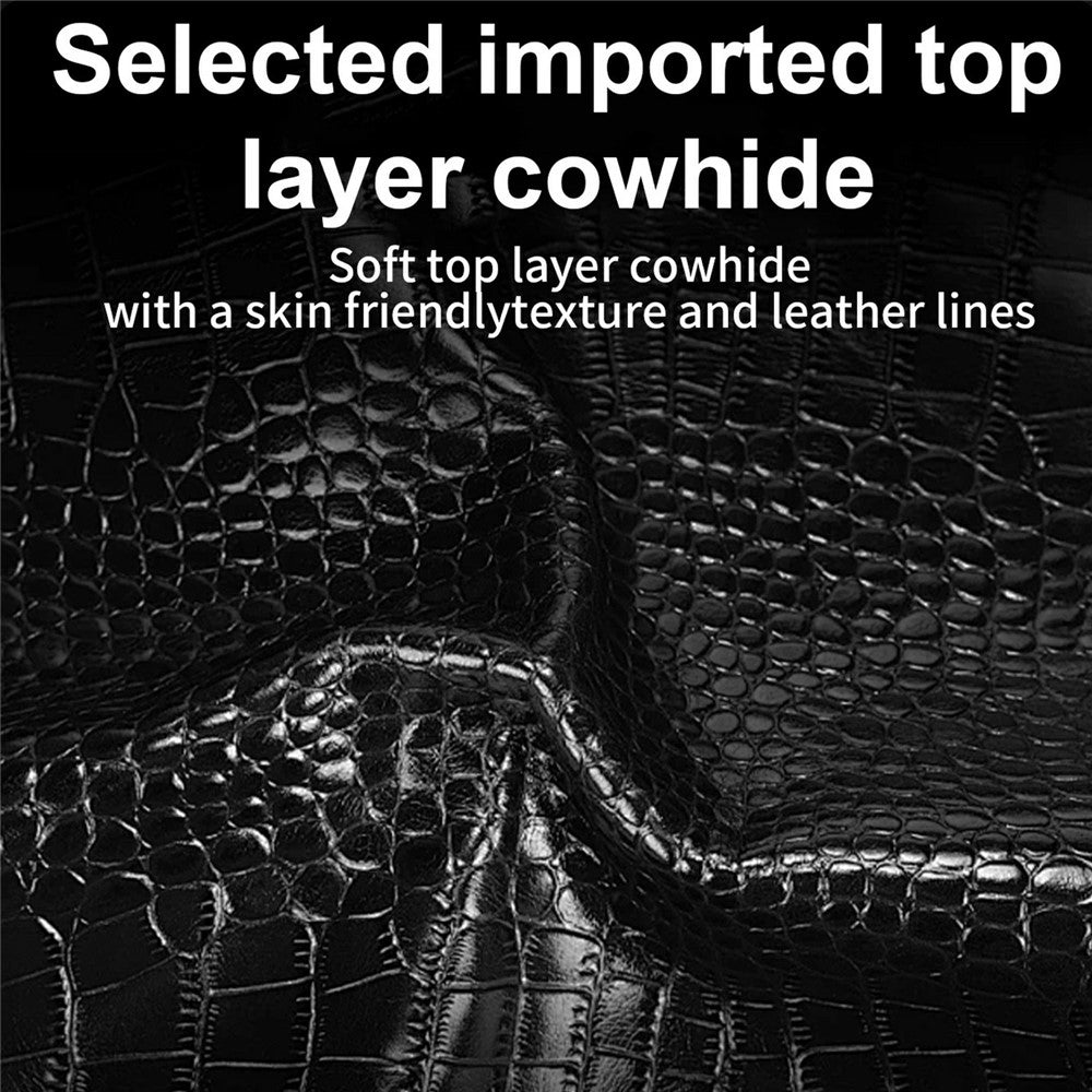 RMBMAX M2 for iPhone 17 Case Crocodile Pattern Genuine Cow Leather Shock-Absorbent Phone Back Cover